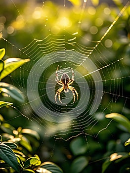 Spider And The Web In The Nature Place