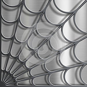 Spider web pattern on a textured metallic background