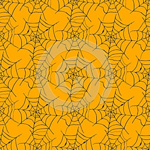 Spider web seamless pattern vector illustration. Hand drawn sketched web background