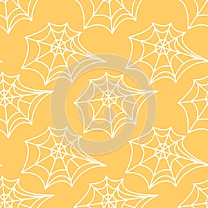 Spider web seamless pattern. Vector illustration isolated on white background. Halloween texture