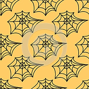 Spider web seamless pattern. Vector illustration isolated on white background. Halloween texture