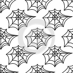 Spider web seamless pattern. Vector illustration isolated on white background. Halloween texture