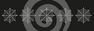 Spider web set. Halloween hand drawn cobweb collection