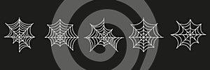 Spider web set. Halloween hand drawn cobweb collection