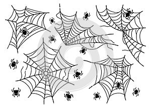 Spider web set isolated on white vector