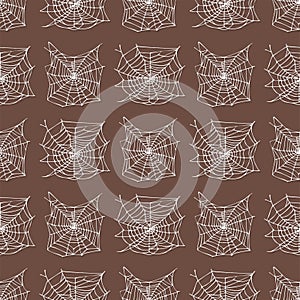 Spider web silhouette arachnid fear graphic flat design nature insect danger halloween vector seamless pattern.