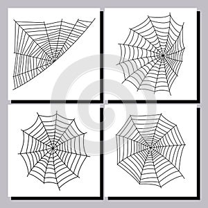 Spider web silhouette arachnid fear graphic flat scary animal design nature insect danger horror vector icon.