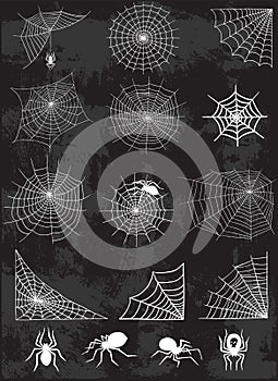 Spider web silhouette vector set