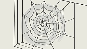 Spider web in the corner of a window frame, vector design Generative AI