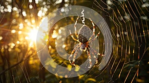 Spider web in sunlight