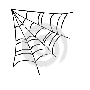 Spider web.Vector illustration for the cheerful  holiday Halloween.Decorative element for party.