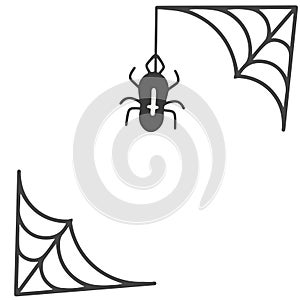 Spider on web vector illustration halloween frame design