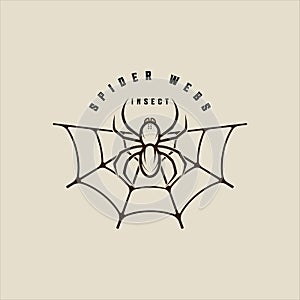 spider webs logo line art vintage simple minimalist illustration template icon graphic design. insect arthropod sign or symbol for