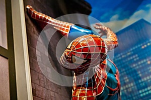 Spiderman Marvel comics in Madame Tussauds Wax museum in Amsterdam, Netherlands