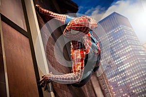 Spiderman Marvel comics in Madame Tussauds Wax museum in Amsterdam, Netherlands