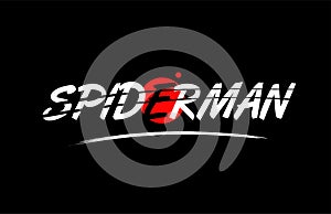 spiderman word text logo icon with red circle design