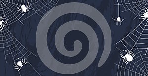 Spiders on a dark halloween background - Vector