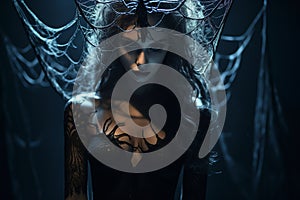 Spiderweb on dark fairy, Dark Ghotic Fairy, Glowing fantasy world