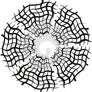 Spiderweb shape icon. Abstract vector net. Circular line pattern. Web symmetry.