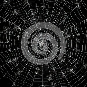 Spiderweb with spiders isolated on black grunge background