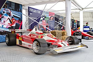 Spielberg, Austria, 2014 Ã¢â¬â Legendary formula one car bolid, Nikis Lauda historic red Ferrari from 1977 on formula one