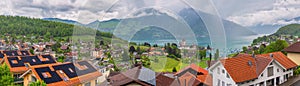 Spiez Switzerland panorama at Lake Thun (Thunersee)