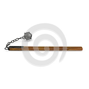 Spiked Flail on white. 3D illustration