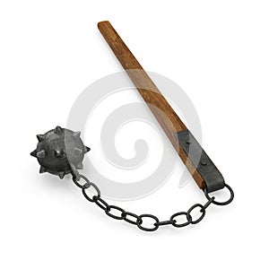 Spiked Flail on white. 3D illustration