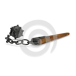 Spiked Flail on white. 3D illustration