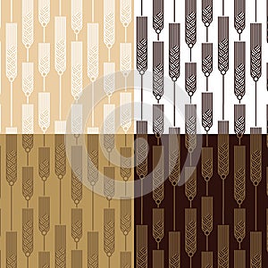 Spikelets seamless patterns. Set of different backgrounds. Patterns for wrapping paper, fabric or textile pattern.