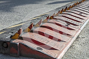 Spikes barrier are frequently used to enforce a directional flow in a single traffic lane barrier photo
