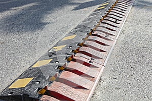 Spikes barrier are  used to enforce a directional flow in a single traffic lane photo