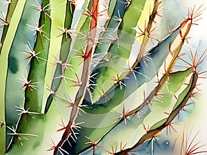 Spiky Cactus Needles in Watercolor