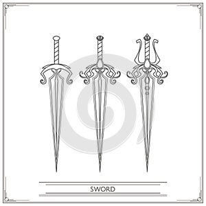 Spiky Fantasy Sword Lineart