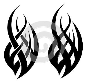 Spiky Flame Black and White Tribal Tattoo