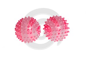 Spiky massage ball on the white background