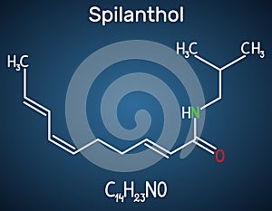 Spilanthol molecule. It is a fatty acid amide, is used for the local anesthetic properties and in cosmetology. Structural