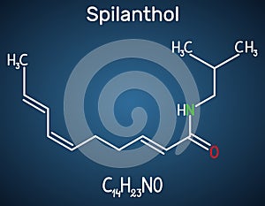 Spilanthol molecule. It is a fatty acid amide, is used for the local anesthetic properties and in cosmetology. Structural photo