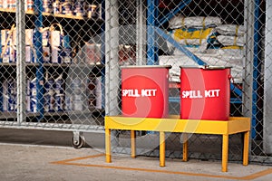 Spill kit containment boxes in industry. photo