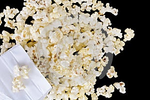 Spilled bag of fresh popcorn