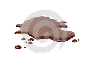 Spilled chocolate on white background