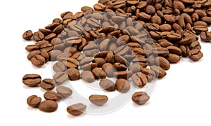 Spilled coffee beans (isolated)