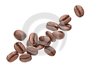 Spilled coffee beans isolated