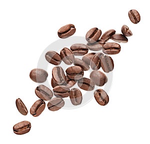 Spilled coffee beans isolated