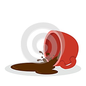 Spilled coffee red cup vector with splash