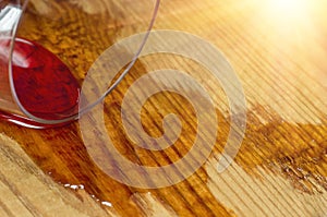 Spilled glass of wine