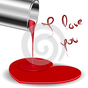 Spilled paint forming a heart