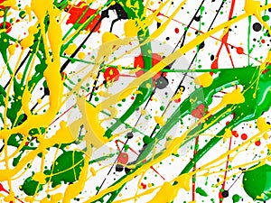 Spilled paint spilled. yellow red black green