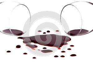 Spilled red wine