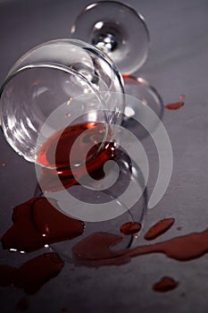 Spilled red wine